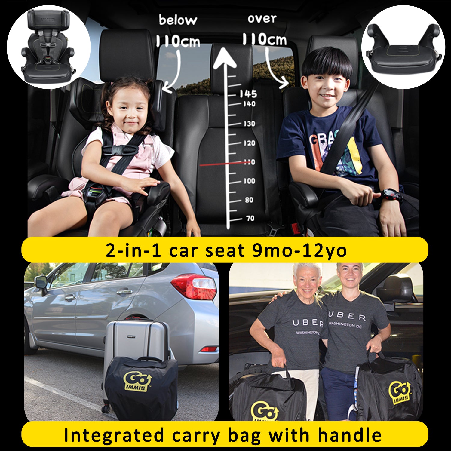 USA IMMI GO (UBER SEAT) PORTABLE CAR SEAT (AGE 9MO-12YO)